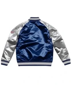 Buy Now New England Patriots The Pick And Roll Navy Blue And Silver Varsity Jacket For Unisex