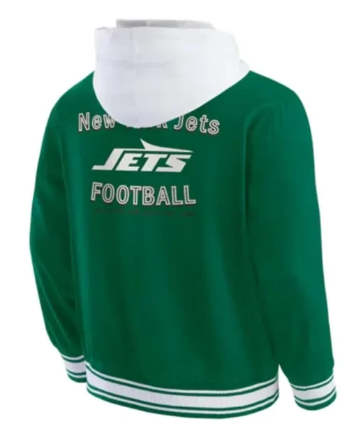 Buy Now New York Jets Green Cotton Hooded Varsity Jacket For Men And Women