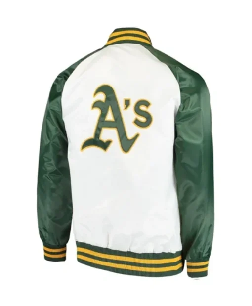 Buy Now Oakland Athletics Clean-Up Hitter White And Green Varsity Jacket For Unisex