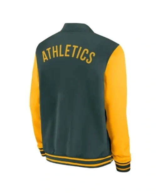Buy Now Oakland Athletics Collection Dugout Green And Yellow Bomber Jacket For Unisex