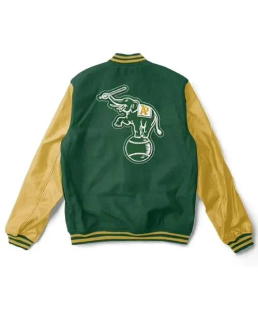 Buy Now Oakland Athletics Elephant Yellow And Green Varsity Jacket For Men And Women