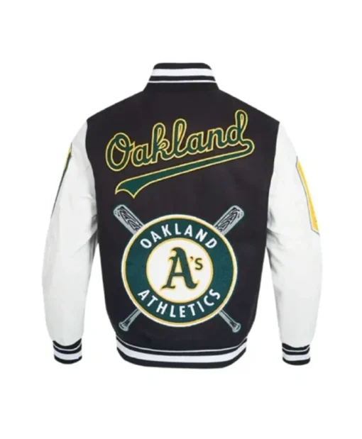 Buy Now Oakland Athletics Mashup Black And White Varsity Jacket For Men And Women
