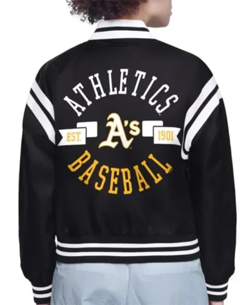 Buy Now Oakland Athletics Printed Logo Black Varsity Jacket For Men And Women