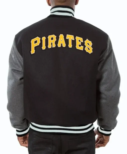 Buy Now Pittsburgh Pirates Baseball Black And Grey Varsity Jacket For Men And Women