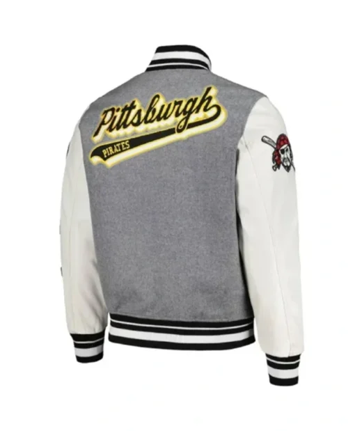 Buy Now Pittsburgh Pirates Heather Grey And White Varsity Jacket For Men And Women