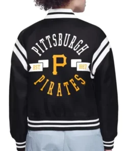 Buy Now Pittsburgh Pirates Printed Logo Black Varsity Jacket For Men And Women