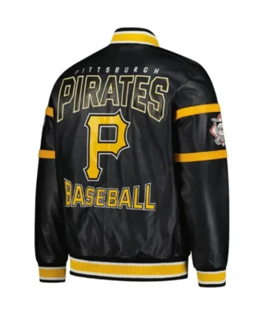 Buy Now Pittsburgh Pirates Striped Black Leather Bomber Jacket For Men And Women