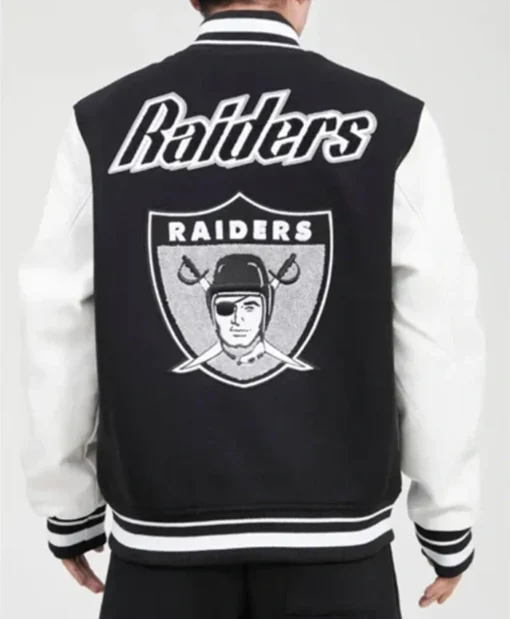 Buy Now Pro Las Vegas Raiders Black And White Varsity Jacket For Men And Women