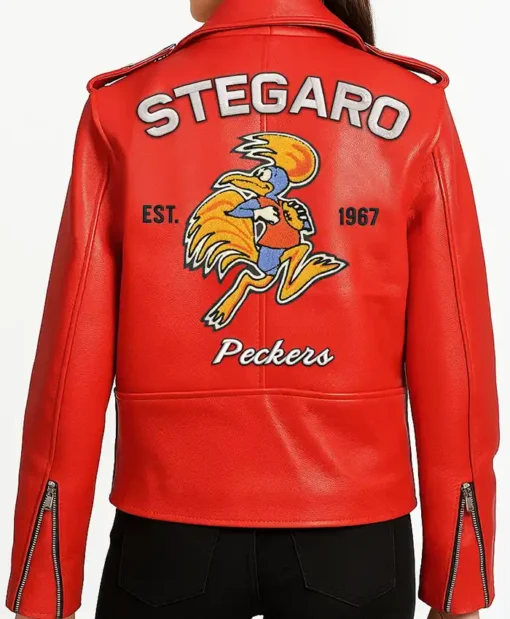Buy Now Stegaro Peckers Red Biker Leather Jacket For Men And Women