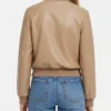 Camel Brown Leather Bomber Jacket Women