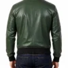 Casual Bomber Green Leather Jacket For Men