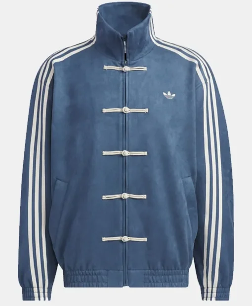 Chinese New Year Blue Leather Jacket