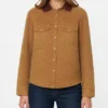 Classic Camel Suede Shirt For Womens