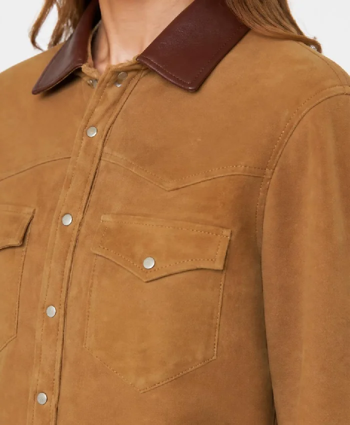 Classic Camel Suede Shirt Women