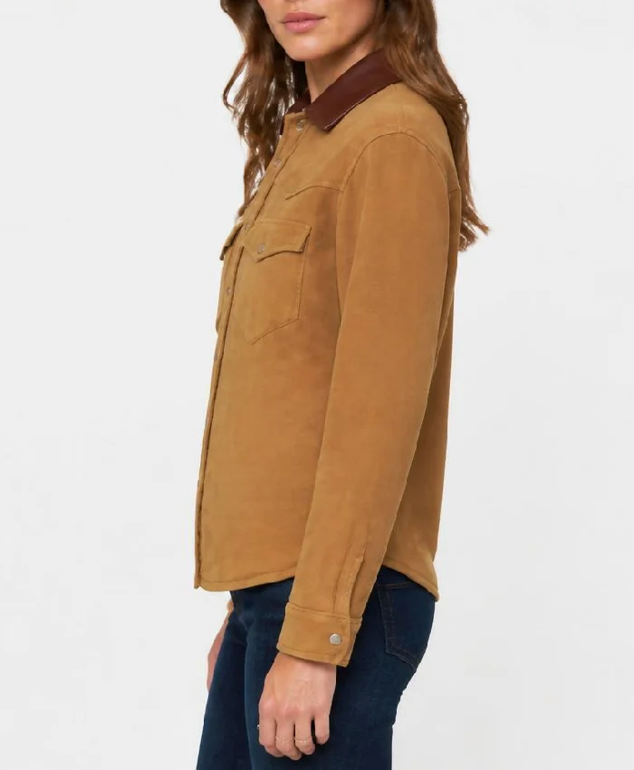 Classic Camel Suede Shirt Womens