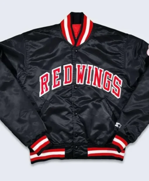 Detroit Red Wings 80s Black Varsity Jacket