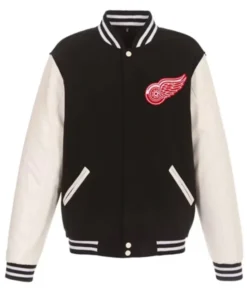Detroit Red Wings Black And White Varsity Jacket