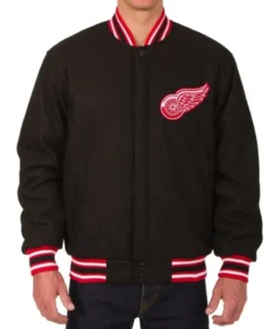 Detroit Red Wings Black Varsity Jacket