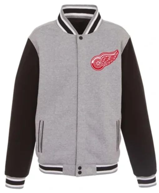 Detroit Red Wings Grey And Black Varsity Jacket