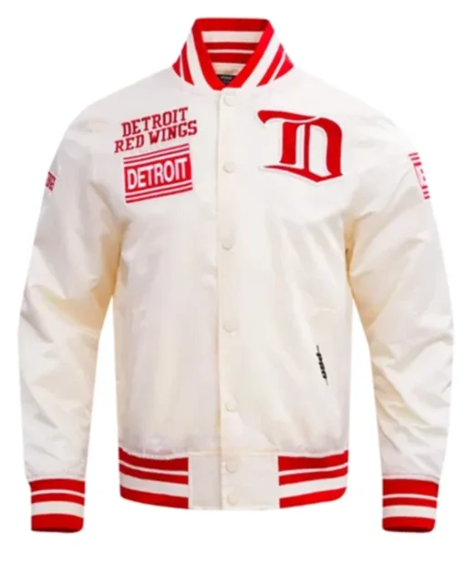 Detroit Red Wings Retro Classic Rib OFF-White Varsity Jacket