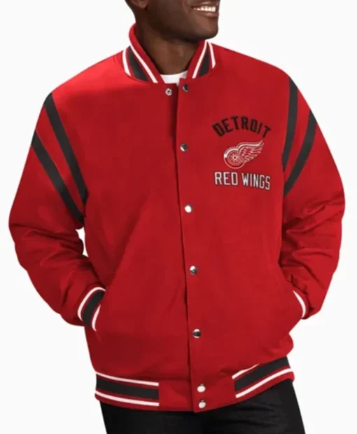 Detroit Red Wings Tailback Red Letterman Varsity Jacket