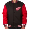 Detroit Red Wings Two Hit Poly Twill Black And Red Varsity Jacket