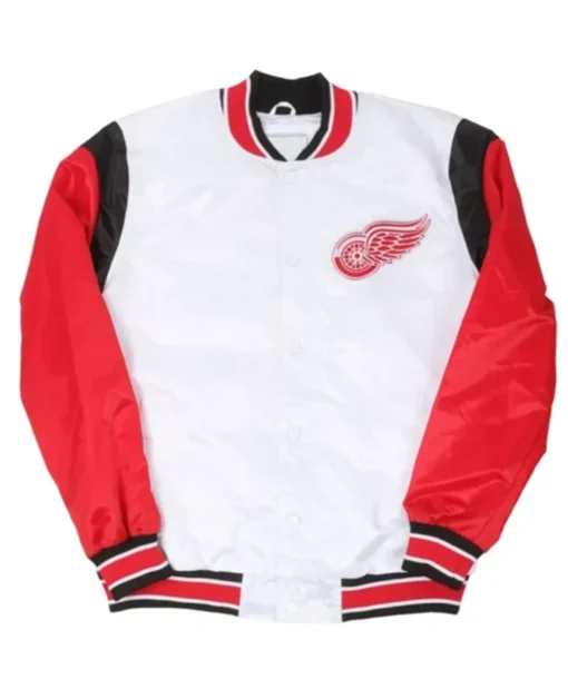 Detroit Red Wings White And Red Teddy Varsity Jacket