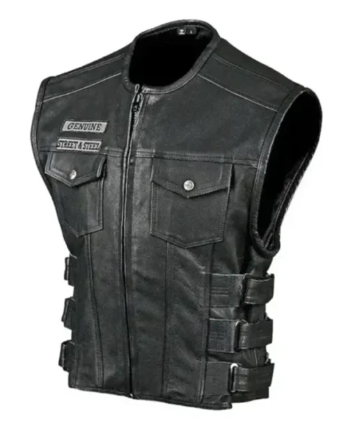 Dorm Street And Steel Anarchy Black Leather Vest