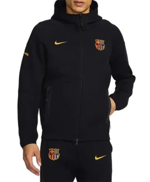 Fc Barcelona Tech Black Fleece Jacket