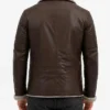 Fur Slim Fit Brown Leather Jacket For Men