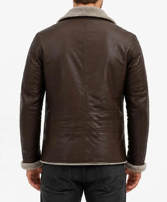 Fur Slim Fit Brown Leather Jacket For Men