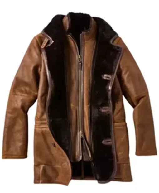Genuine Double Brown Shearling Leather Coat