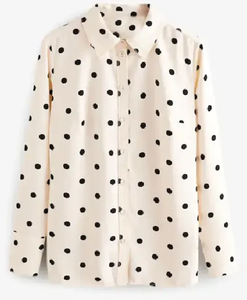 Ghosts S04 Rose McIver Polka Dot White Shirt