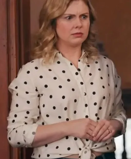 Ghosts S04 Rose McIver White Polka Dot Shirt