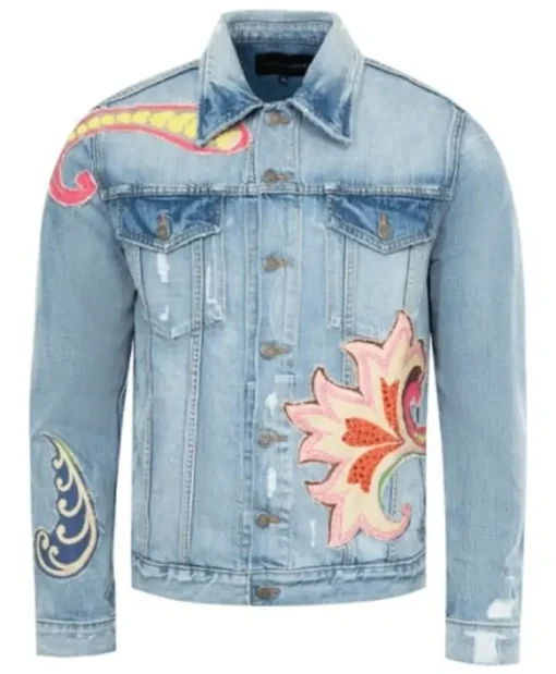 Good Morning America Kevin Cronin Denim Floral Jacket