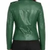 Green Brando Biker Leather Jacket For Womens