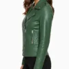 Green Brando Biker Leather Jacket Womens