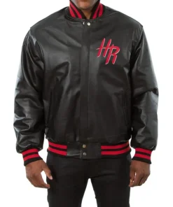 Houston Rockets Black Leather Varsity Jacket