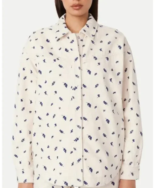 Hudson and Rex S07 Embroidered White Floral Shacket