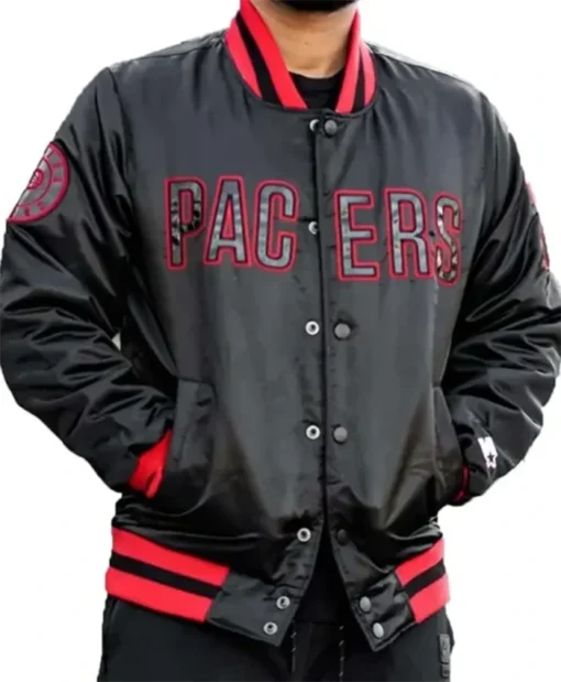 Indiana Pacers Black Letterman Varsity Jacket