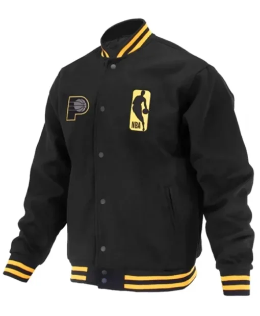 Indiana Pacers Logoman Shadow Black Varsity Jacket