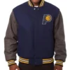 Indiana Pacers Navy And Charcoal Varsity Jacket