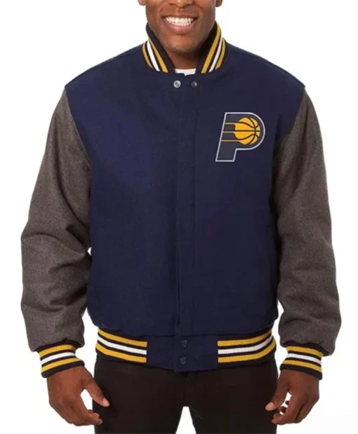 Indiana Pacers Navy And Charcoal Varsity Jacket