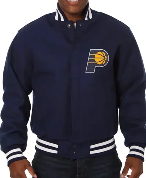 Indiana Pacers Navy Blue Letterman Varsity Jacket