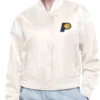 Indiana Pacers Printed Logo Beige Varsity Jacket