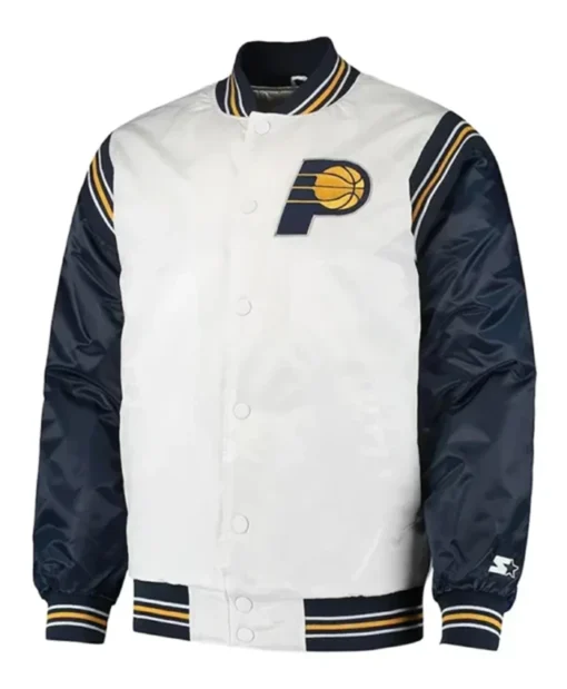 Indiana Pacers Renegade White And Navy Varsity Jacket