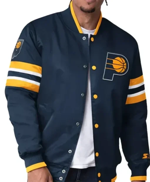 Indiana Pacers Scout I Navy Blue Varsity Jacket