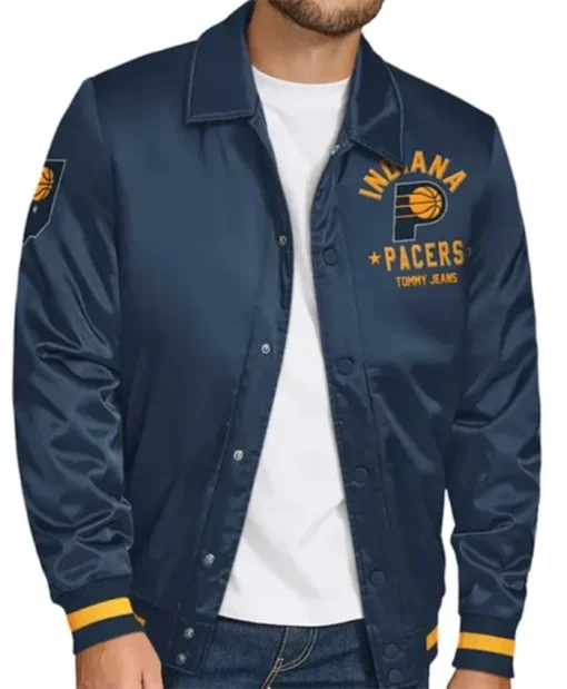 Indiana Pacers Stitch Applique Navy Blue Varsity Jacket