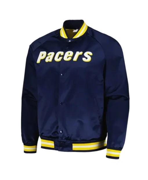 Indiana Pacers Throwback Wordmark Navy Blue Varsity Jacket