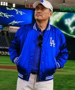 LA Dodgers Ken Watanabe Blue Bomber Jacket